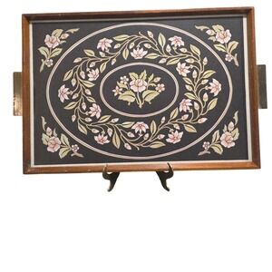 Taunton Vale Vintage Wood Floral Serving Tray English Vanity Decor 19in